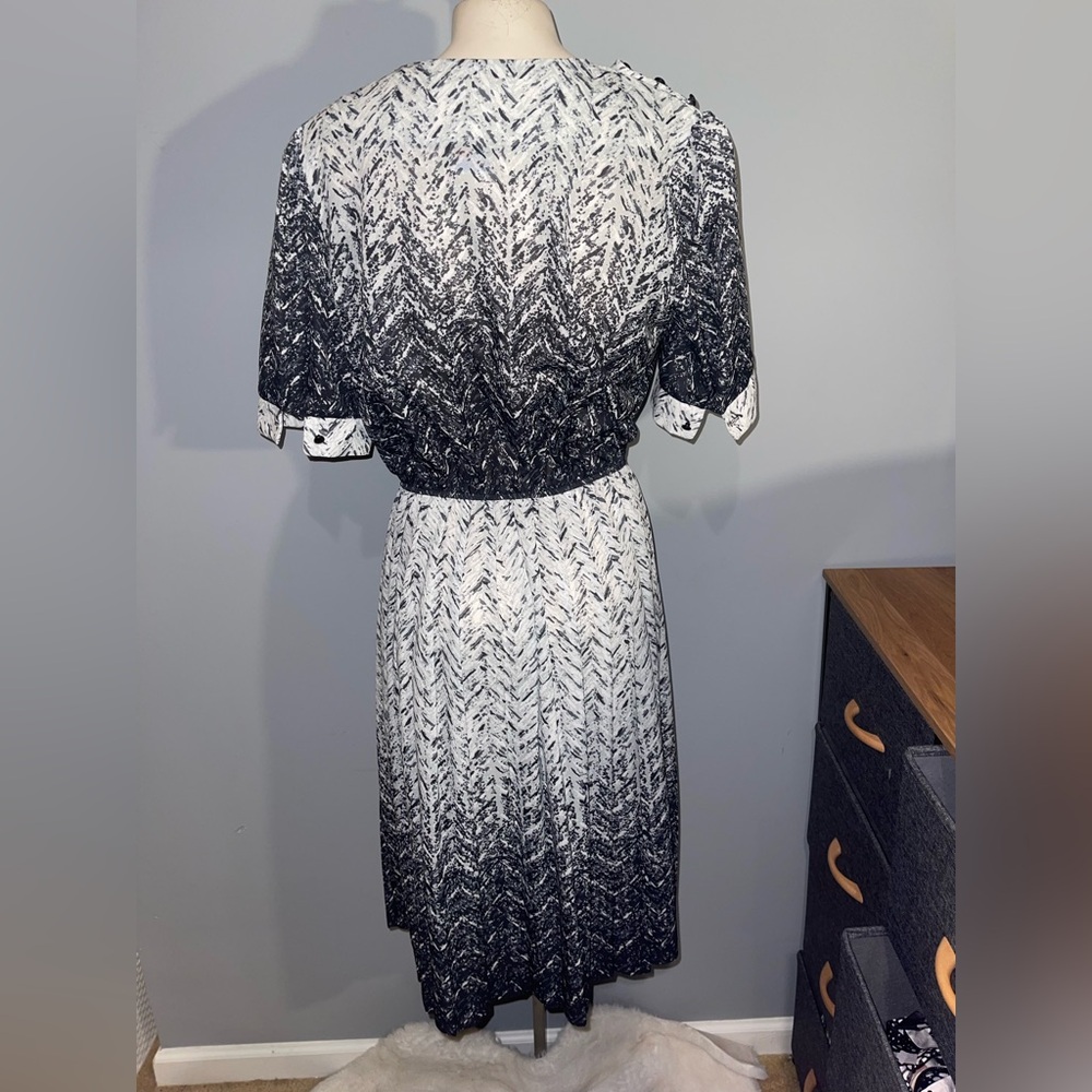 Vintage Ajax I love NY Black White Abstract patterned dress woman’s medium 80s - Picture 3 of 7